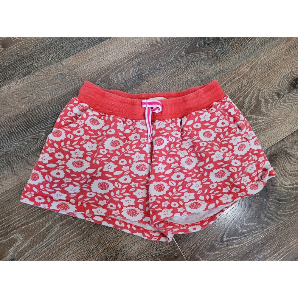 Boden Girls Red White Floral Jersey Shorts Size 11 Y Elastic Waist Pockets #3